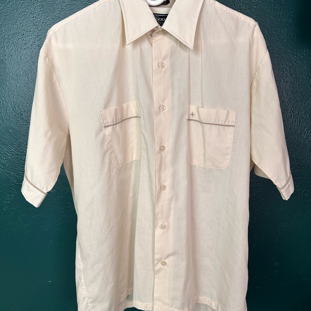 Men's VINTAGE Bowling Cream Short Sleeve Shirt